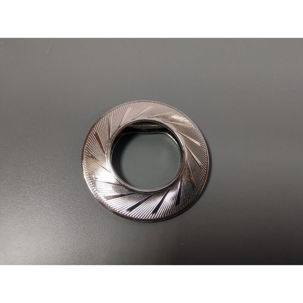 Vintage Authentic Round Silver-tone Embossed Lieba USA Scarf Clip 1.5" across